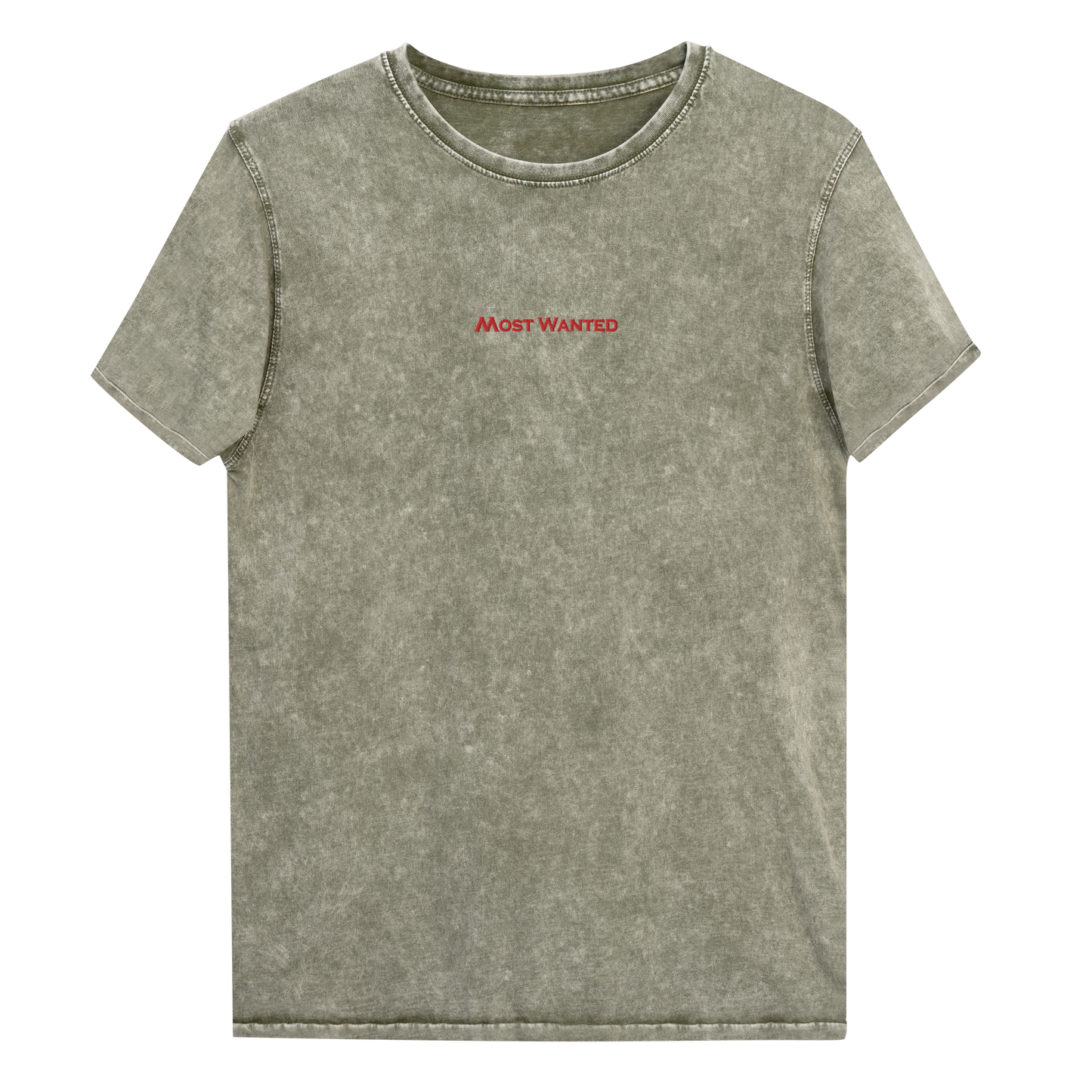 Red Embroidery Most Wanted Denim T-Shirt ⭐⭐